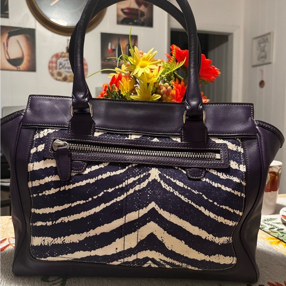 Coach 23409 Legacy Purple Zebra Print Candace Carryall Bag - Picture 2 of 6